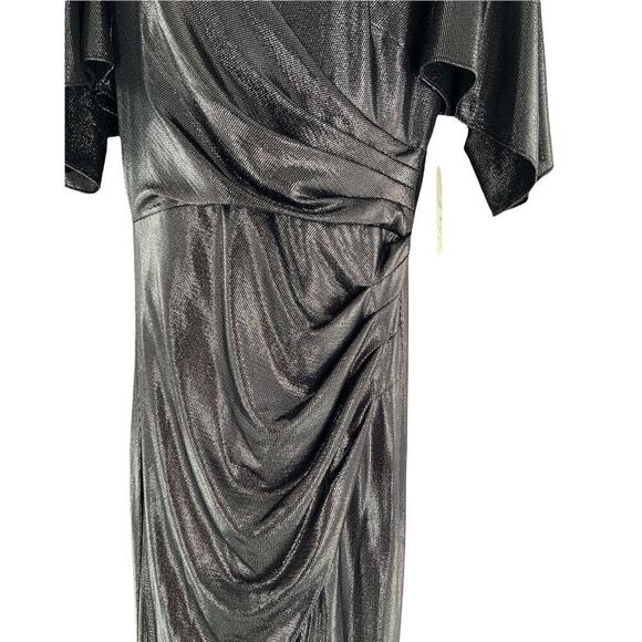 Eliza J Dress Womens Size 10 Formal Metallic Shimmer Butterfly Sleeves Maxi NEW - Picture 5 of 12
